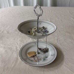 Noritake Silver and White Vanity Tray
